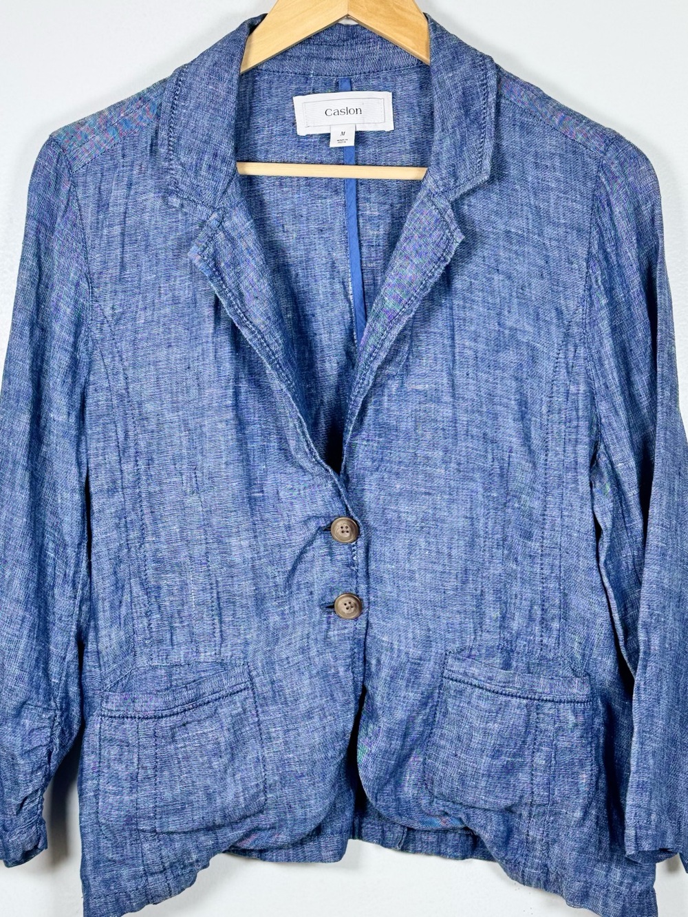 Caslon 100 % Linen Chambray Blue Blazer Jacket Women’s Medium Nordstrom Preppy